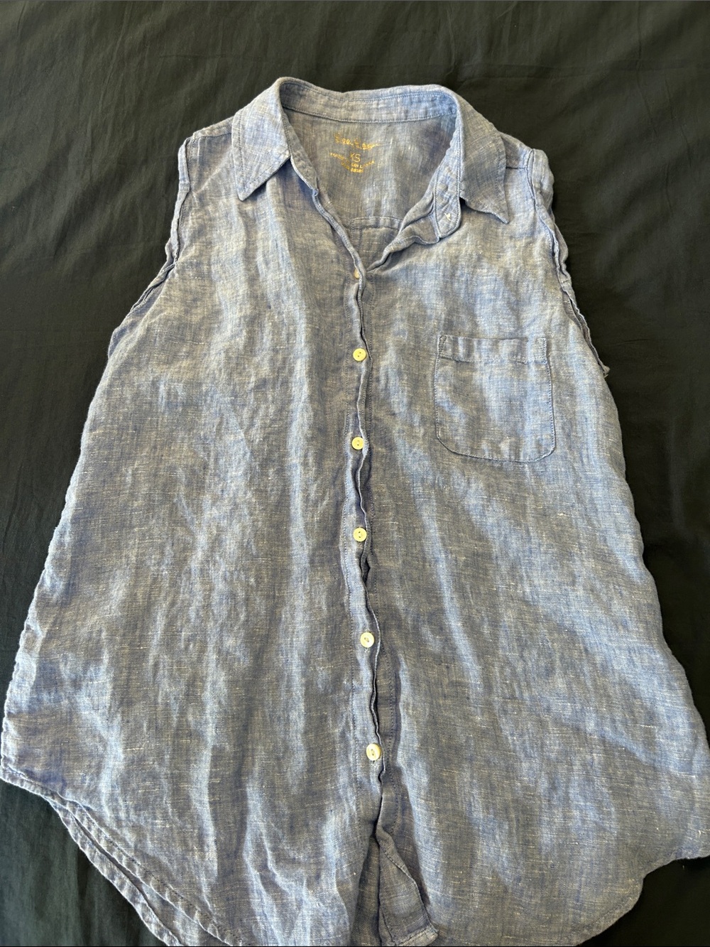 Lilly Pulitzer Sleeveless Button-Front Linen Top in Light Blue
